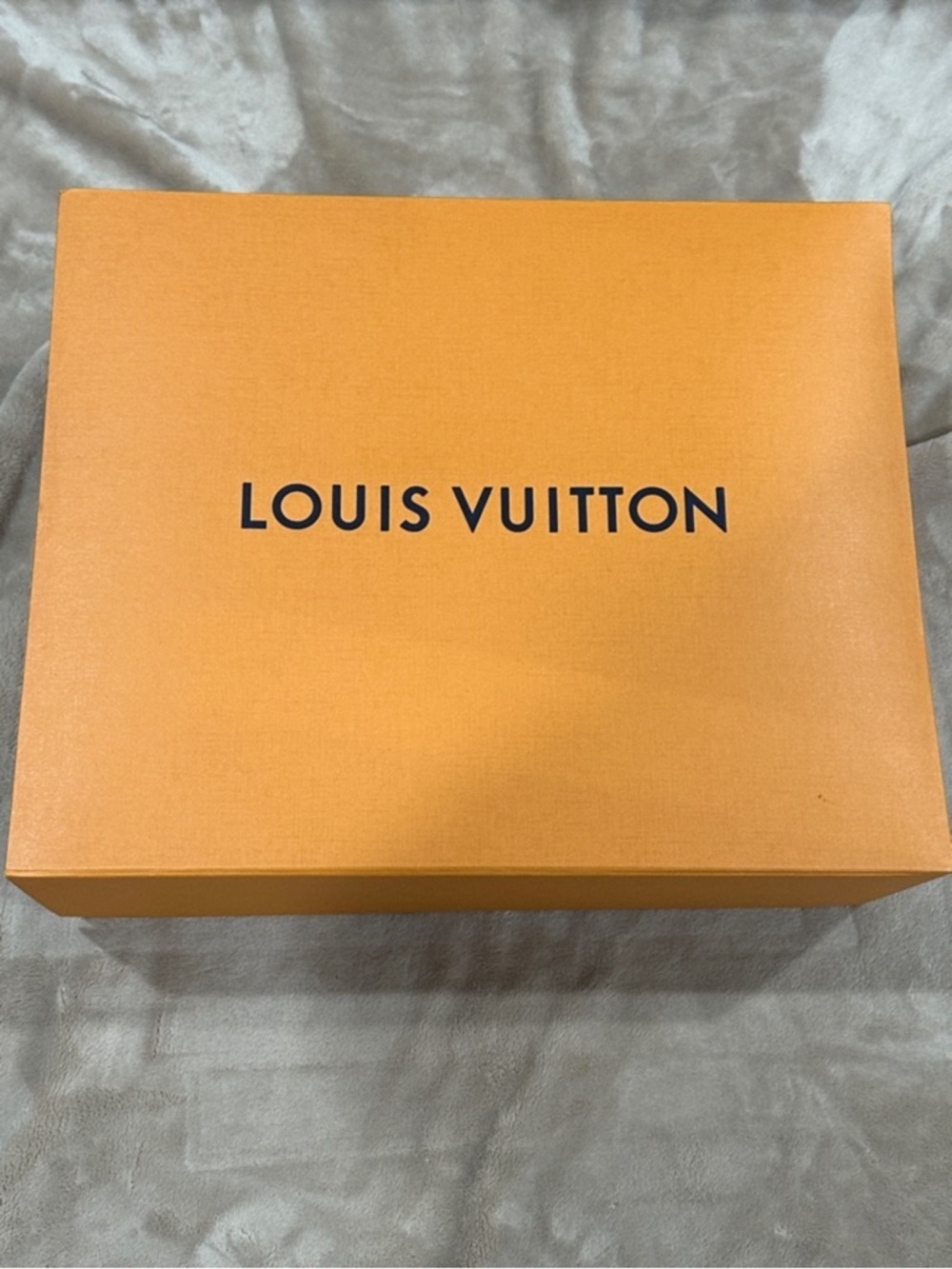 Louis Vuitton Orange Empty Gift Box with Blue Logo